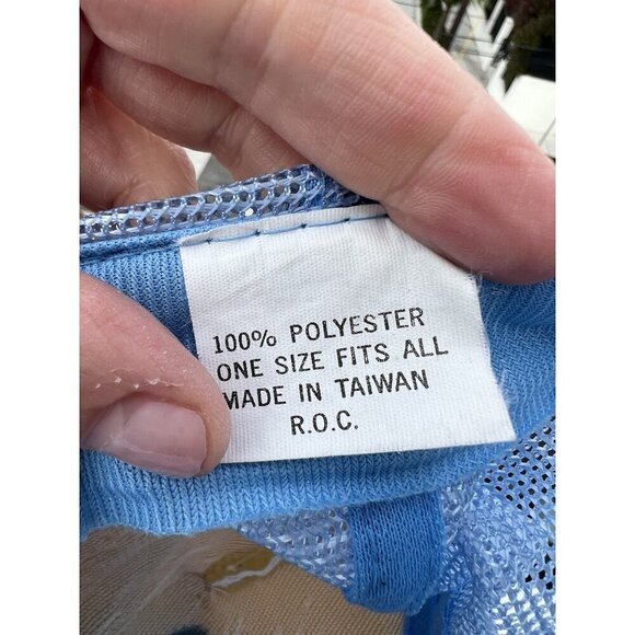 Vintage Capri blue trucker mesh hat Italian 80s Mediterranean graphic *defects - Picture 9 of 11